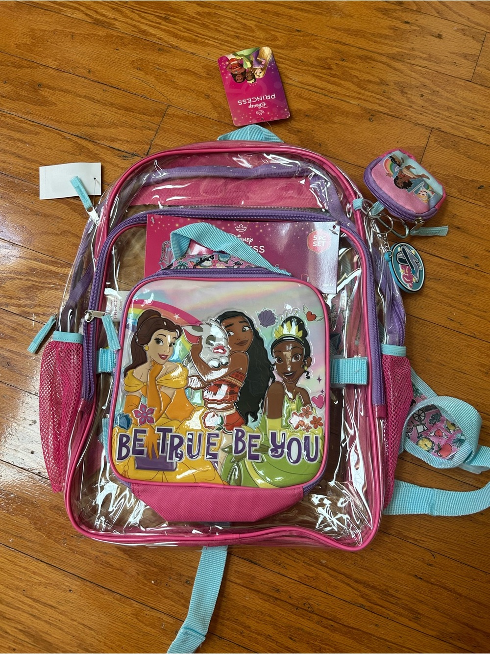 NWT Disney Princess 17” clear Backpack 5pcs set